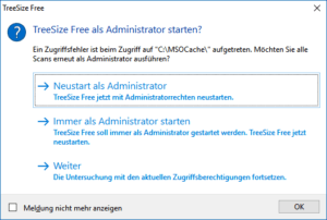 TreeSize Warnmeldung