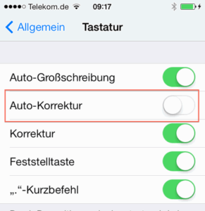 Bei iPhone und iPad die Autokorrektur abschalten