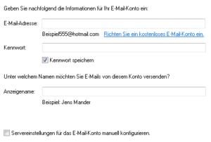 Windows Live Mail: Konto hinzufügen