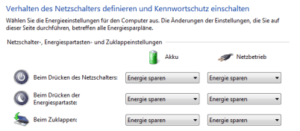 win7 Netzschalteroptionen