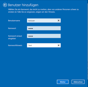 Windows Benutzer hinzufügen