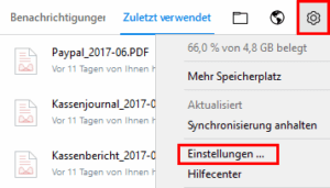 Dropbox Einstellungen