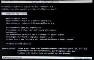 Bootmenü in Windows 8.1