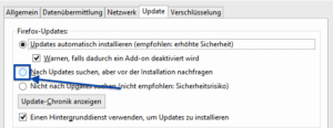 5. Nach Updates suchen, aber nachfragen aktivieren