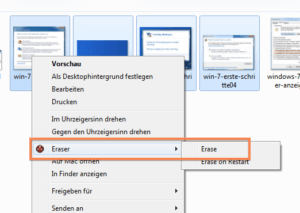 Der Eraser ist auch über das Kontextmenü erreichbar