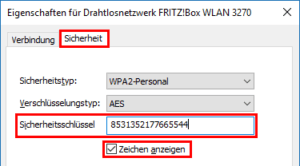 WLAN Schlüssel anzeigen