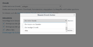 Firefox Daten löschen in der Chronik