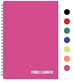 Fitness Logbuch Plastik-Cover Schwarz - undatiertes Workout-Tagebuch – A5-Format, dickes Papier,...