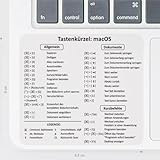 Aufkleber Tastenkürzel Mac OS | Shortcuts transparent deutsch ca. 8,5 x 8 cm
