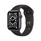 Apple Watch Series 6 (GPS, 44MM) Aluminiumgehäuse Space Grau Schwarz Sportarmband...