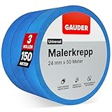 GAUDER Malerkrepp (24 mm x 50 m) | 3x Kreppband für Malerarbeiten und Renovierungen | Abklebeband...