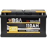 BSA Autobatterie 110Ah 12V 920A/EN ersetzt Batterie 100Ah 90Ah 105Ah 95Ah +30% Startleistung, lead...