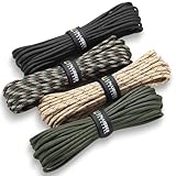 Unaibber 40M Paracord 4mm, 4 Stück x 33ft | Paracord Schnüre Seil 7 Kern-Strängen, Paracord aus...