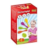 Idena 40074 - Geschicklichkeitsspiel Eierlaufen, mit 4 Eiern und 4 Löffeln, perfekt für drinnen...