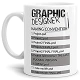 Grafiker-Tasse mit Spruch Graphic Designer Naming Convention - Designer/Job/Arbeit/Fun/Weiss