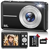 Digitalkamera Fotokamera HD 1080P 44MP, Fotoapparat mit 32GB Speicherkarte, Wiederaufladbare Kamera...