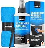 PRINOX Bildschirmreiniger Set 250ml mit Mikrofasertuch und Pinsel - Display Reiniger für Handy,...