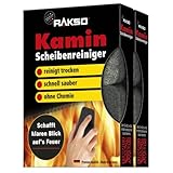 RAKSO Kaminscheibenreiniger - 4 Kaminglasreinger, 2x2 Stk. - Kaminreiniger Scheibe,...