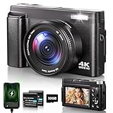 Digitalkamera 4K, 48MP 16X Autofokus Digitalzoom Fotokamera, 3 Zoll 180° Flip LCD Screen HD...