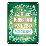 Hier wächste kein Unkraut Metallschild Gärtner Garten Blumen Pflanzen Natur Grün