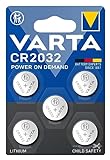 VARTA Batterien Knopfzellen CR2032, 5 Stück, Power on Demand, Lithium, 3V, kindersichere...