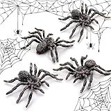 Amaxiu Halloween Streich Spinnenfiguren, 4 Stück Riesige Realistische Spinnen Action Modelle...