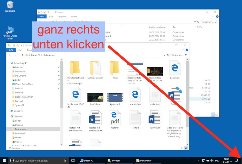 Windows DesktopShortcut alle Fenster verstecken