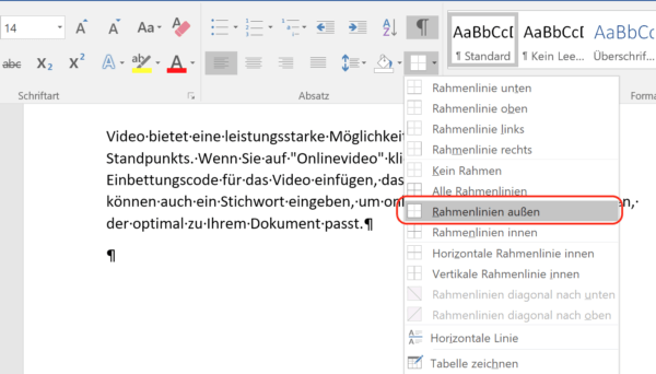 In Word Rahmen um Seiten, Text und Bilder ziehen | Tippscout.de