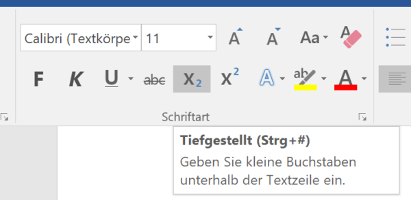 Word: Zeichen Tiefstellen | Tippscout.de